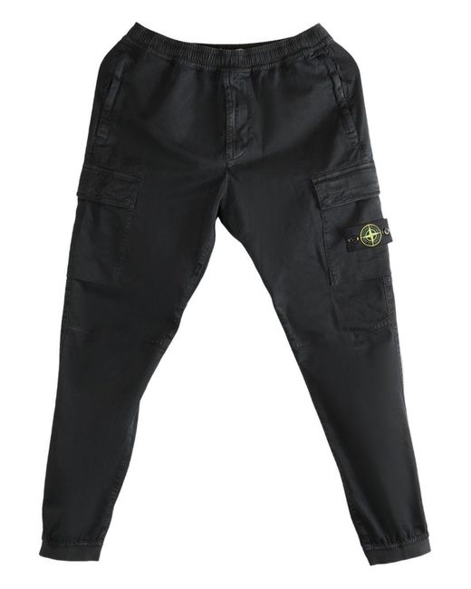 Stone Island Black Cotton Cargo Trousers for men