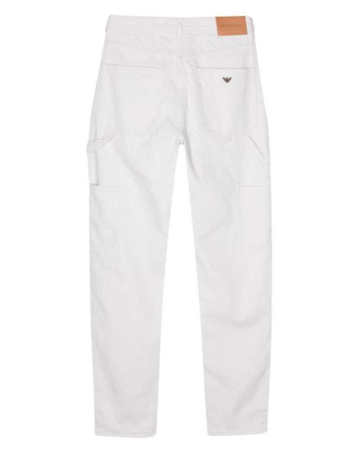 Emporio Armani White Asv Slim-cut Trousers