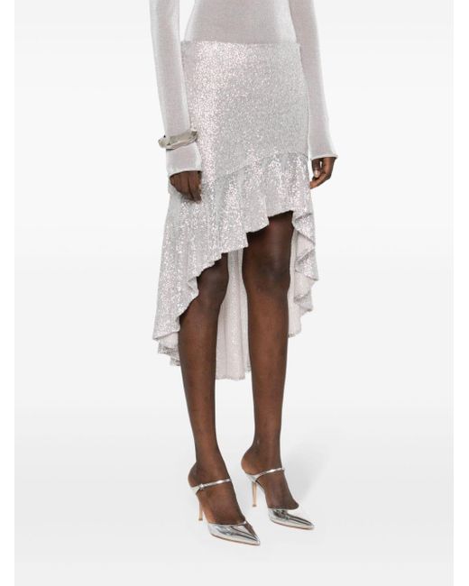 IRO White Sequin-embellished Asymmetric Skirt