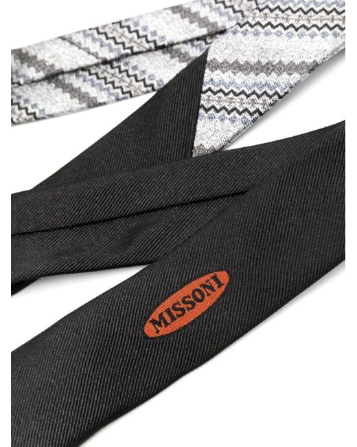 Missoni White Zigzag-jacquard Silk Tie for men