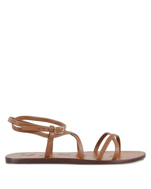 Manebí Brown Leather Flat Sandals