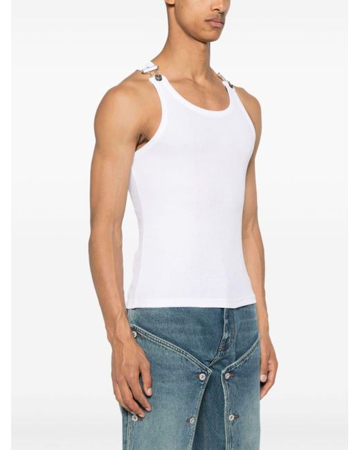 Jean Paul Gaultier White Ribbed Cotton Tank Top