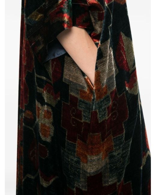 Pierre Louis Mascia Black Printed Long Dress