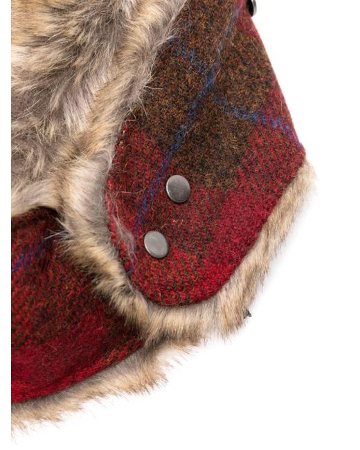 KTZ Red Trapper Harris Tweed Check Hat for men