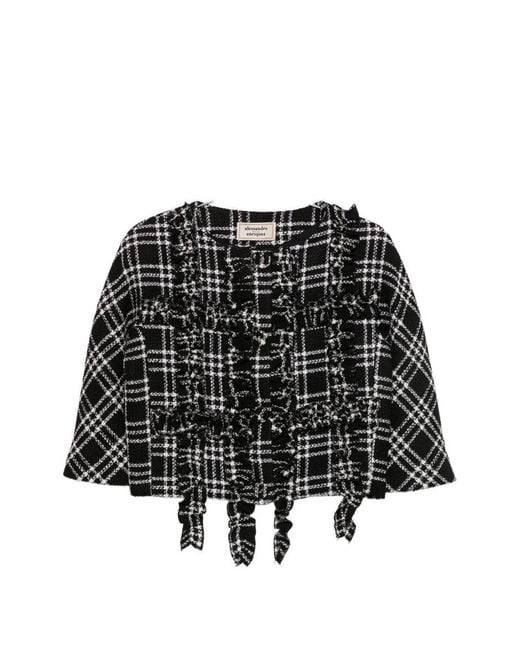 ALESSANDRO ENRIQUEZ Black Checked Short Jacket