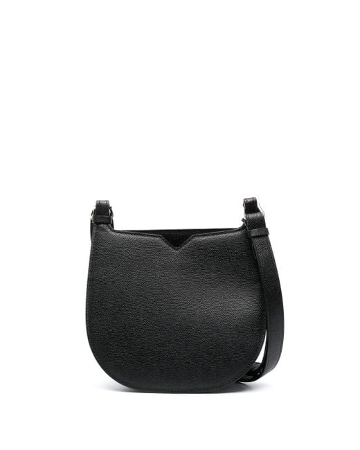 Valextra Black Small Leather Hobo Bag