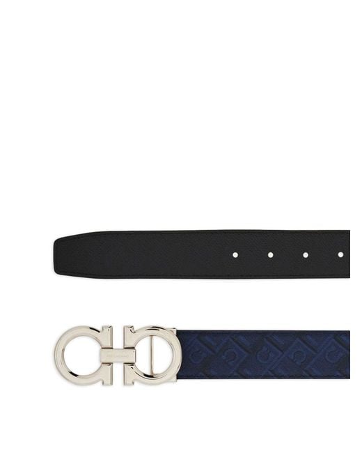 Ferragamo White Gancini Leather Belt for men