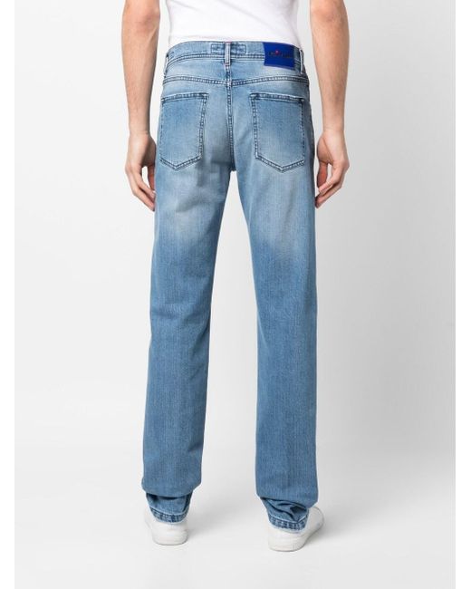 Kiton Blue Mid-wash Straight-leg Jeans for men