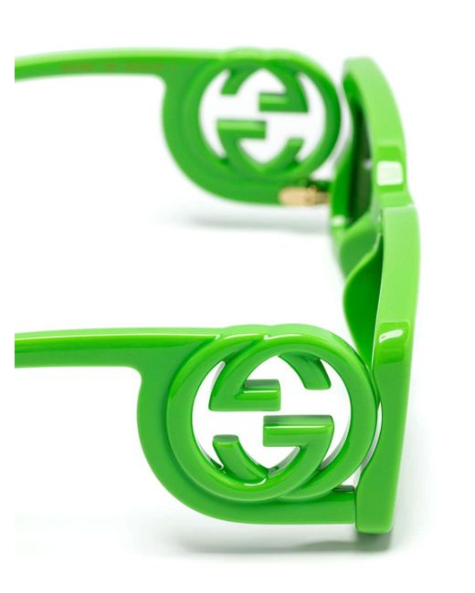 Gucci Green Rectangle-frame Sunglasses