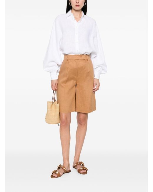 ACTUALEE Natural Linen Shorts