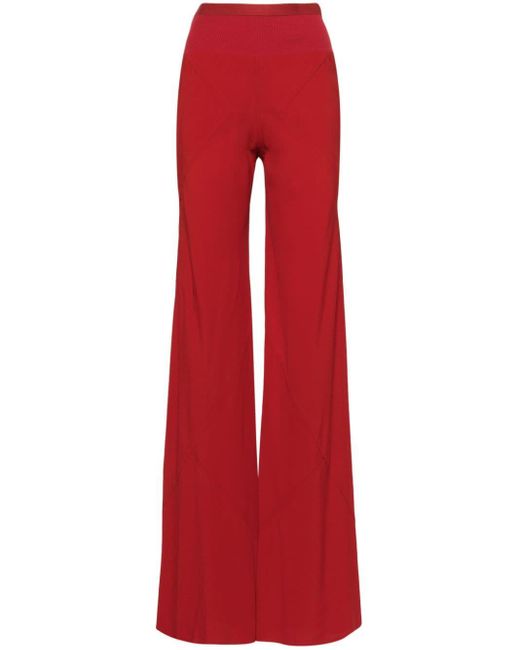 Rick Owens Red Silk Blend Trousers