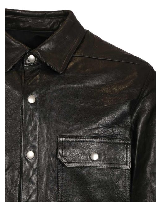 Rick Owens Black Leather Jacket for men