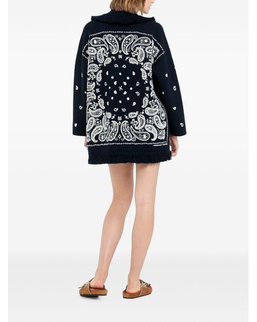 Alanui Blue Echoes Of The Bandana Cashmere Cardigan