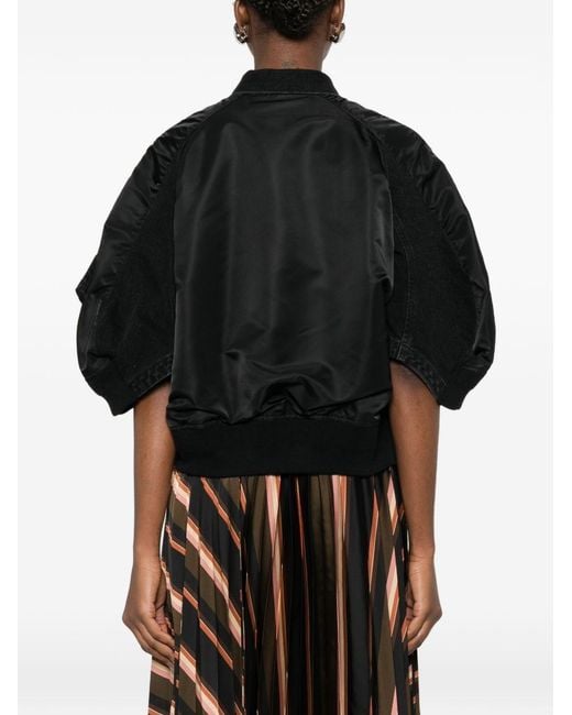 Sacai Black Nylon And Denim Jacket