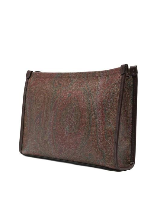 Etro Brown Paisley Print Pouch for men