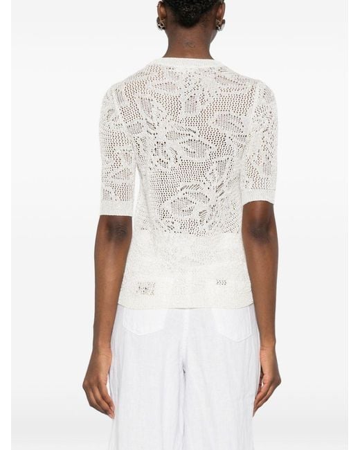 Fabiana Filippi White Openwork Crewneck T-Shirt