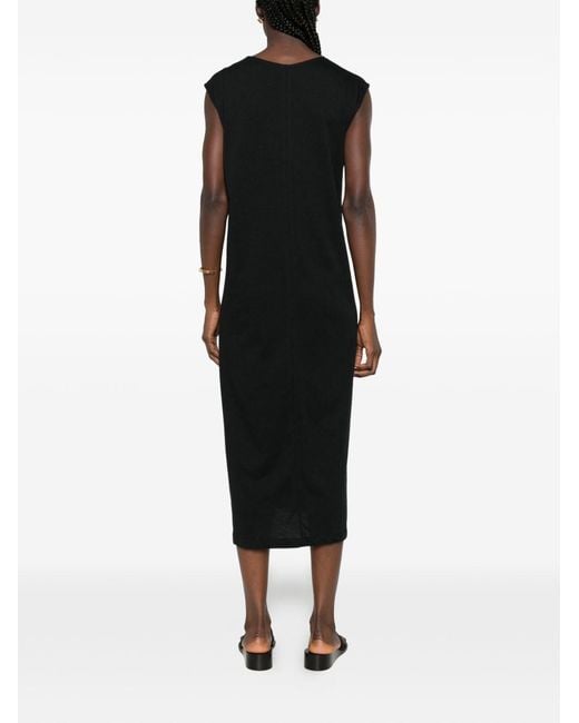 Totême Black Knotted Sleeveless Midi Dress