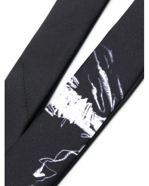 Emporio Armani White Abstract-print Silk Tie for men
