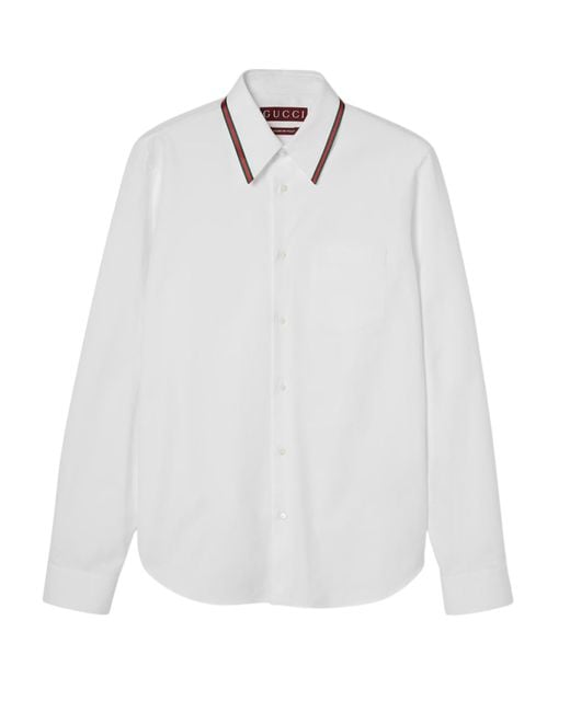 Gucci White Oxford Shirt With Web Tape for men