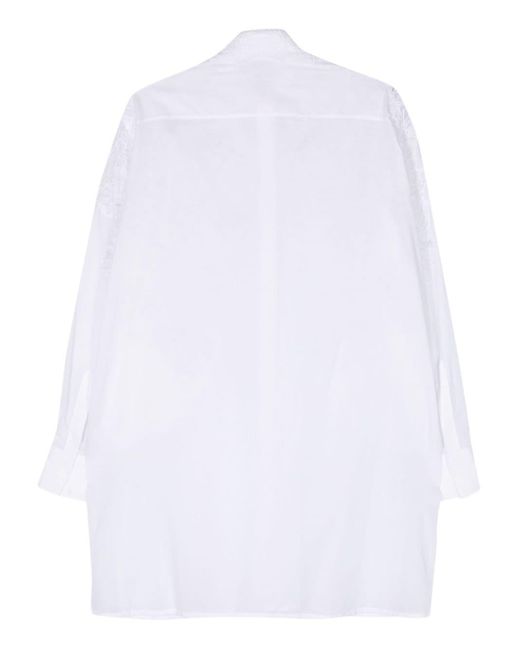 Ermanno Scervino White Floral-appliqué Cotton Shirt