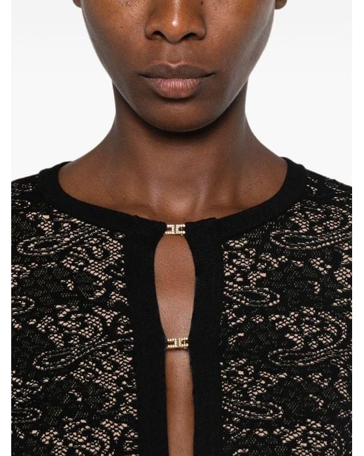 Elisabetta Franchi Black Crewneck Cardigan