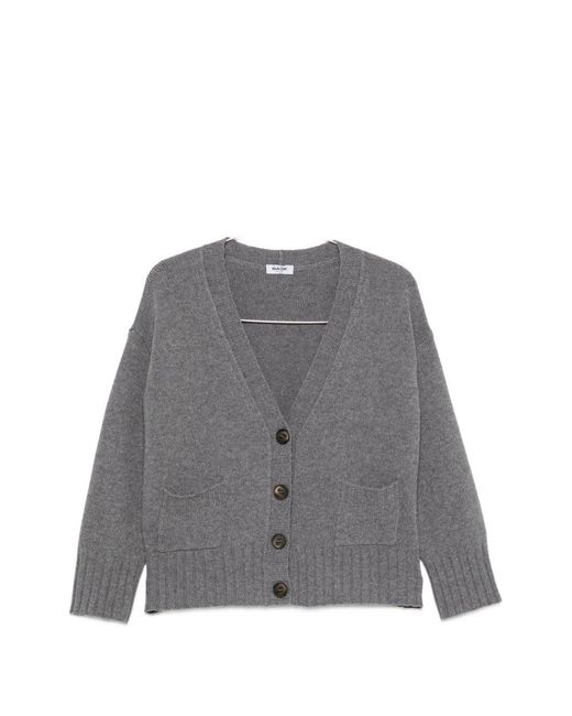 Base London Gray Wool V-Necked Cardigan