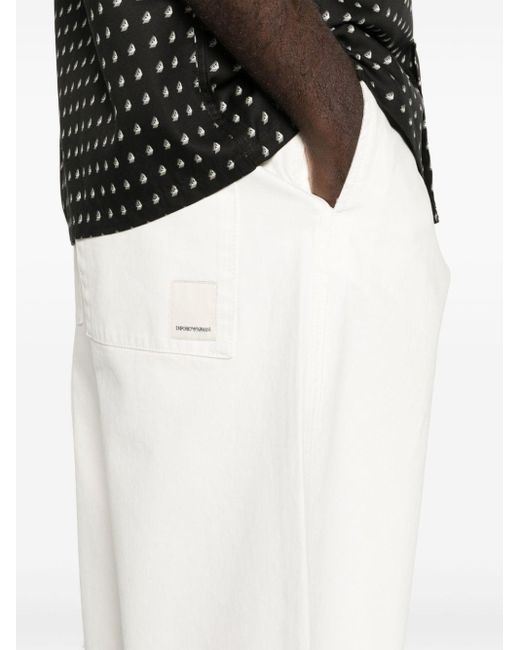 Emporio Armani White Organic Cotton Trousers for men