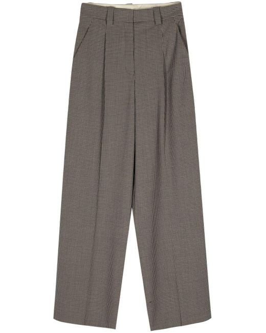 Alysi Gray Wool Blend Wide-Leg Trousers