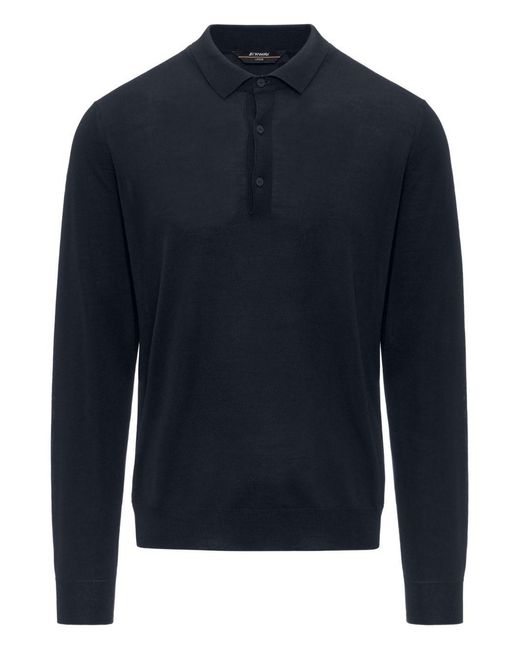 K-Way Blue Rey Merino Wool Blend Sweater for men
