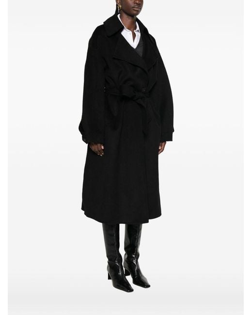 Frankie Shop Black Issen Wool Blend Long Coat