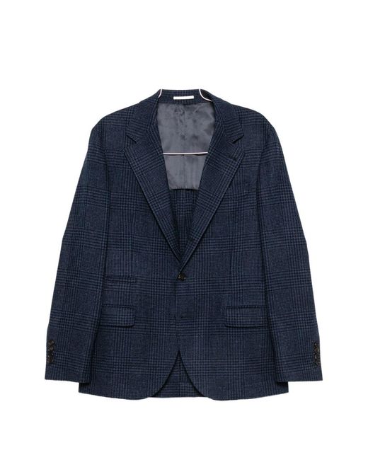 Brunello Cucinelli Blue Wool Single-Breasted Jacket for men