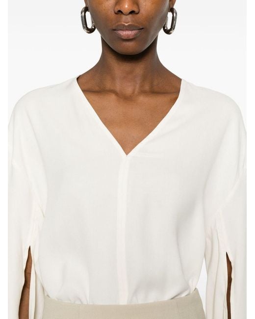 Totême White V-Necked Blouse