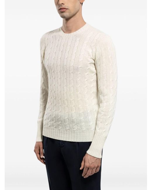 Drumohr Natural Wool Sweater With Cables for men