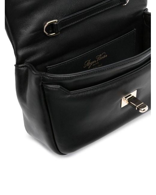 Roger Vivier Black Viv Choc Mini Leather Crossbody Bag