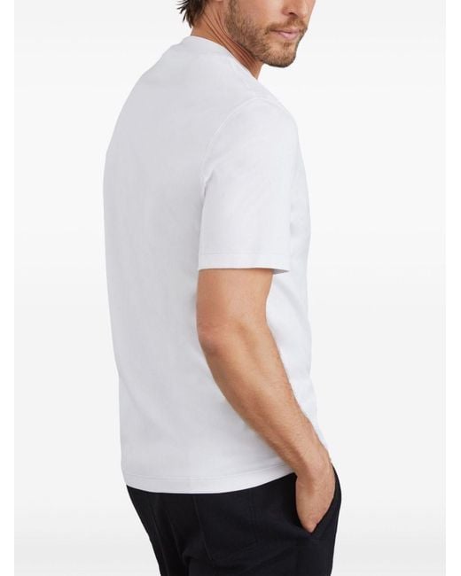 Brunello Cucinelli White Logo Cotton T-Shirt for men
