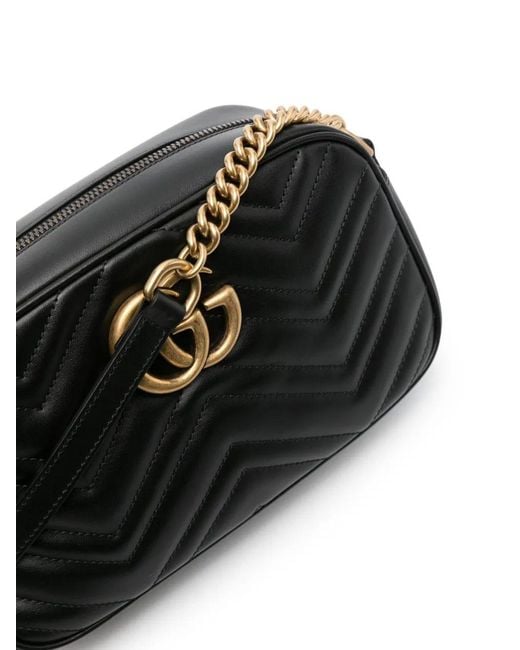 Gucci Black Gg Marmont Small Leather Crossbody Bag