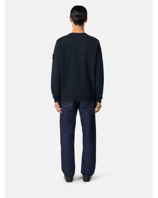 Stone Island Blue Crew Neck Sweater With Logo for men
