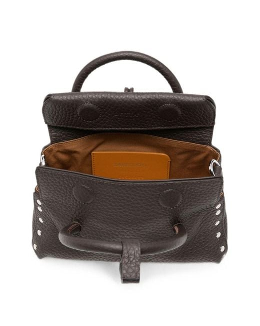 Zanellato Black Dotta Centauro Baby Leather Handbag