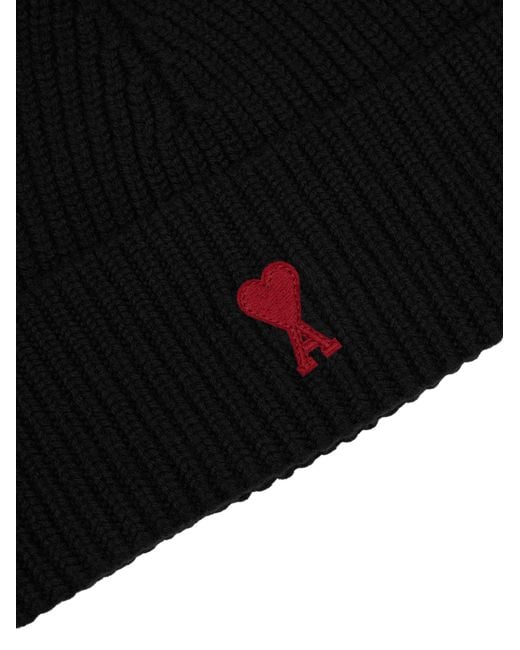 AMI Black Wool Hat for men