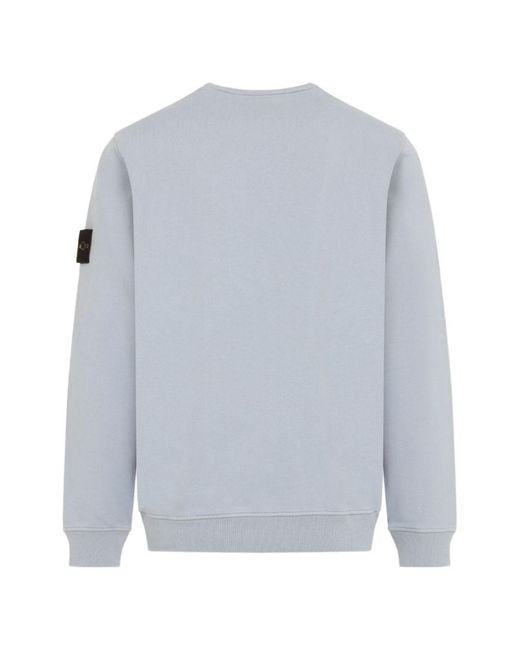Stone Island Blue Cotton Crewneck Sweatshirt for men