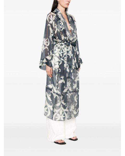 Forte Forte White Linen And Silk Printed Gown