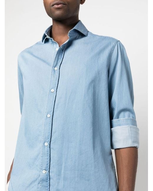 Camicia di Brunello Cucinelli in Blue da Uomo