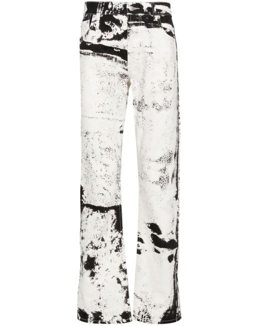 Jeans dritti con stampa di Alexander McQueen in White da Uomo