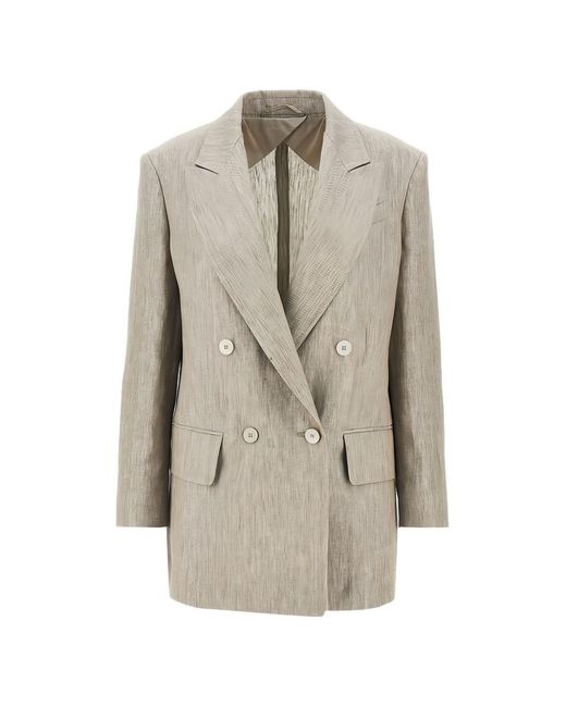 Max Mara Natural Linen Double-Breasted Jacket