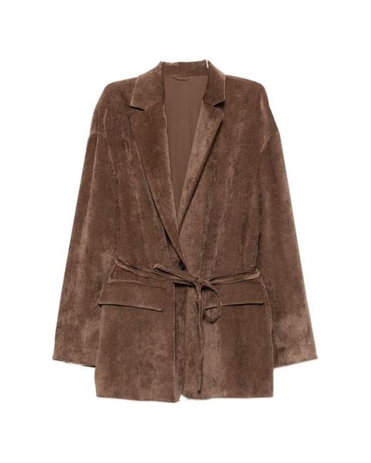 Brunello Cucinelli Brown Velvet Belted Jacket