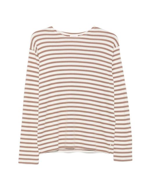 Closed White Striped Cotton Blend T-Shirt