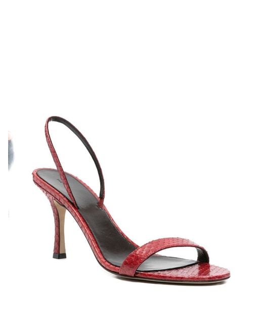 The Row Pink Ella Leather Heel Sandals
