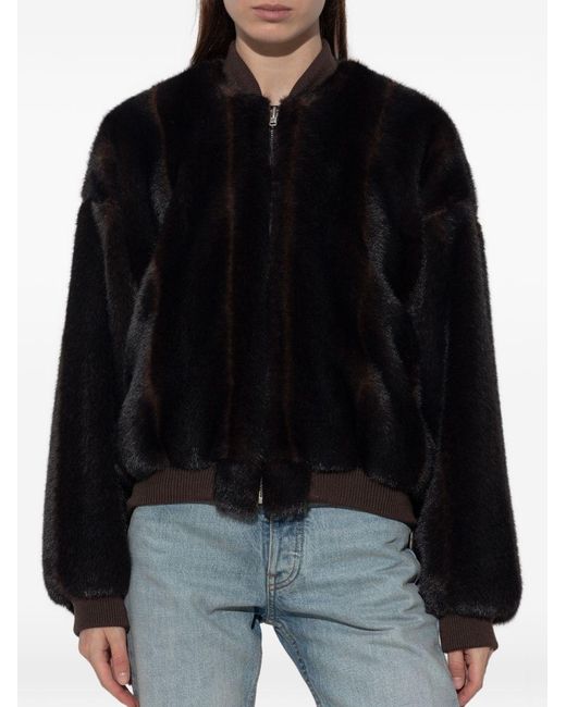 MM6 by Maison Margiela Black Faux Fur Jacket