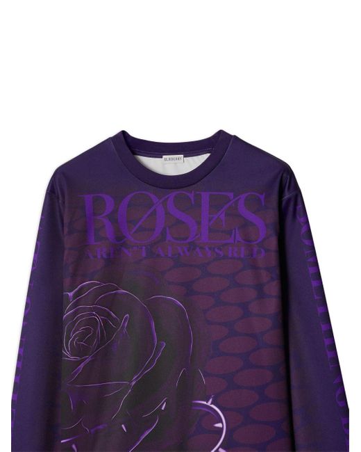 Burberry Purple Rose-print Long-sleeve Jumper for men