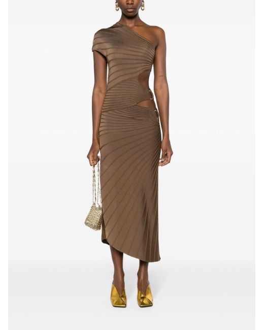 Cult Gaia Brown Lurenz Asymmetric Midi Dress